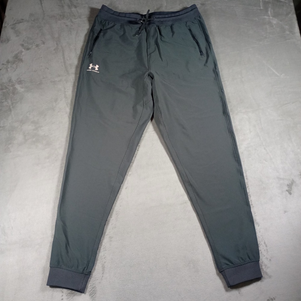 Under Armour Joggers Mens Large Grey Fitted Activewear Pants Gym Sporty Comfort